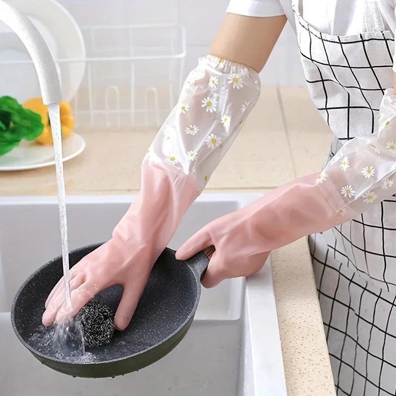 Rubber Glove Cleaning - Rubberen huishoudhandschoenen met lange mouwen Afwashandschoenen