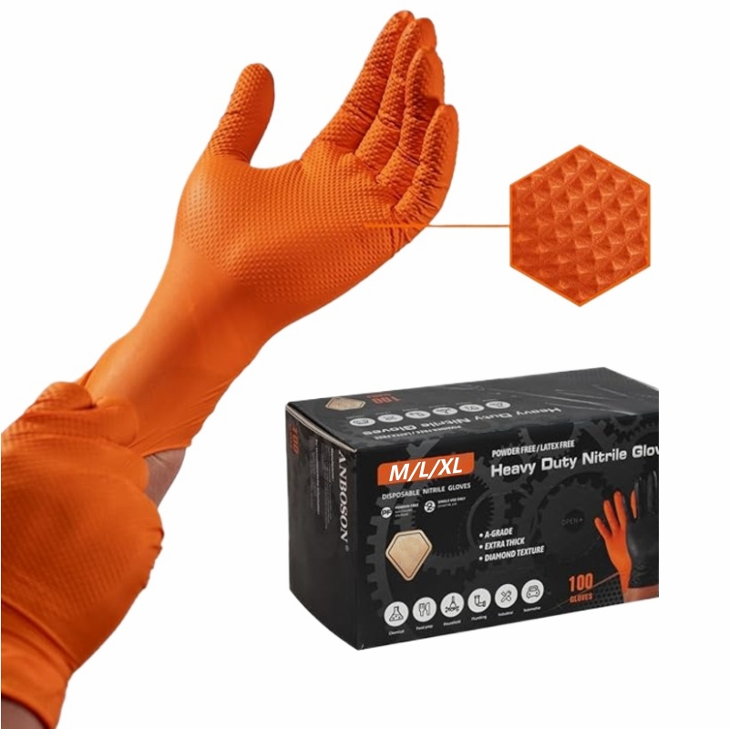 Nitrile Mechanic Glove - 8 Mil Heavy Duty Oranje Nitril