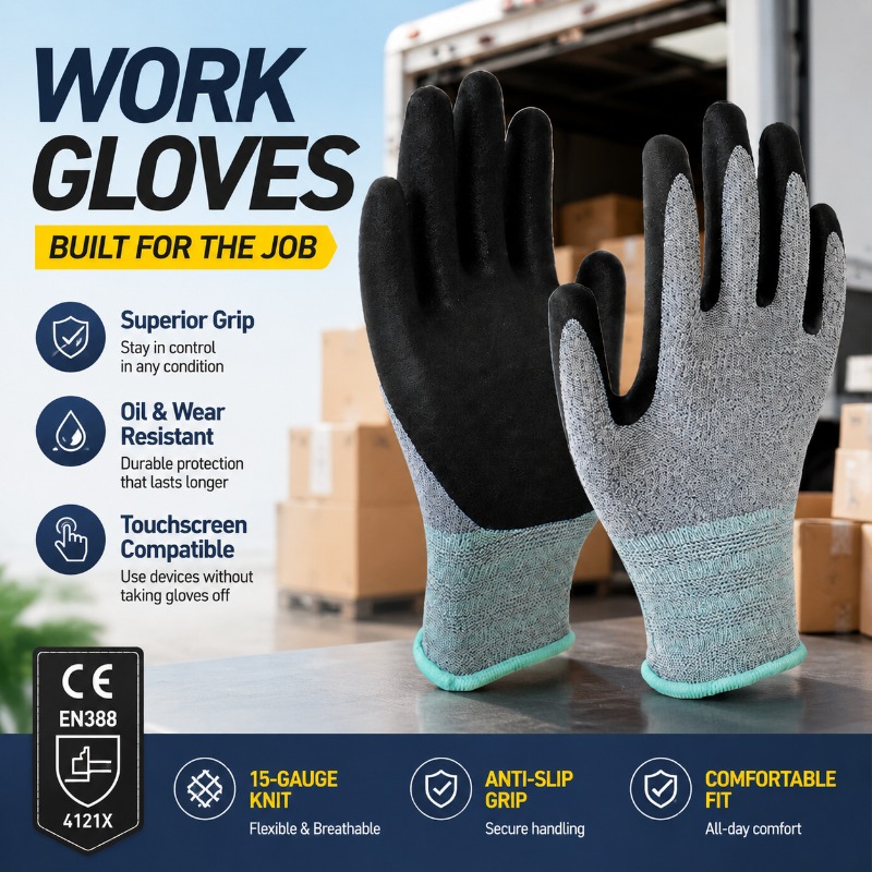 Nitrile Mechanic Glove - 15 naalden polyester nitril gecoate werkhandschoenen,