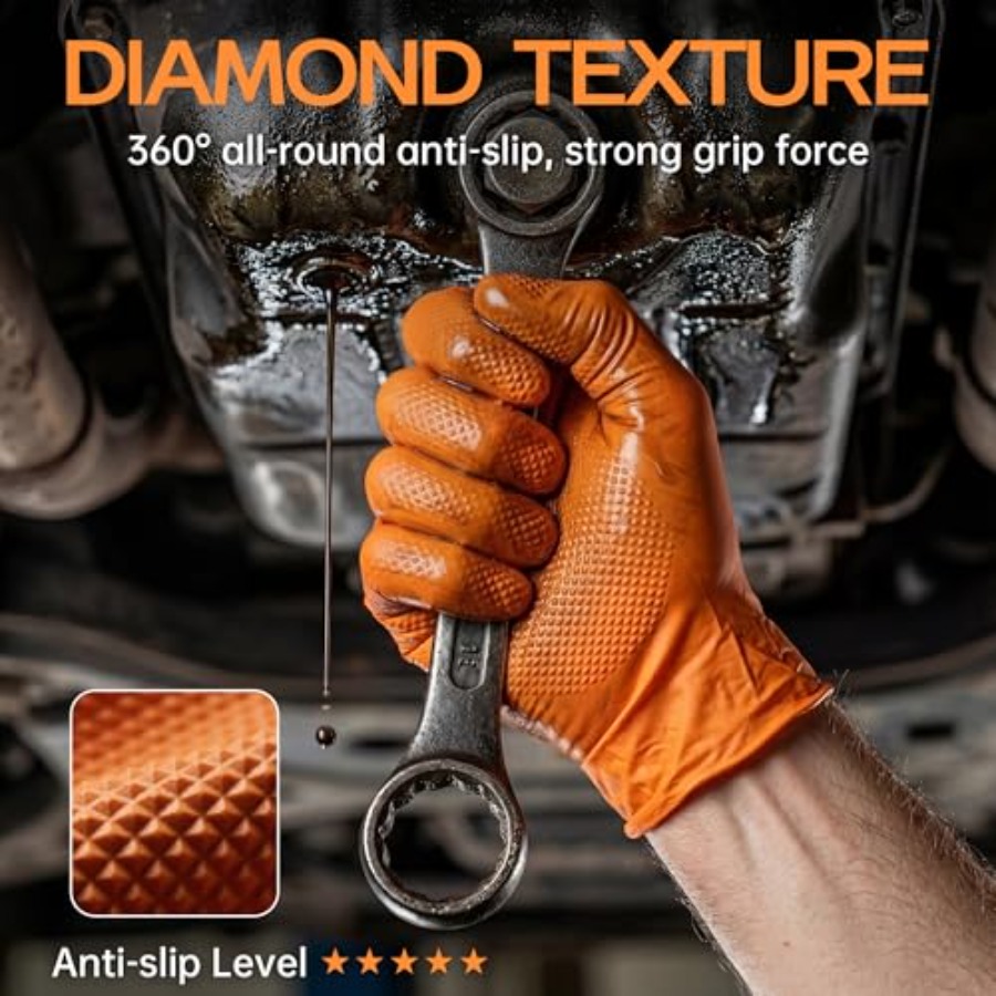 HEAVY DUTY 8 Mil oranje nitril - Nitrile Mechanic Glove recensie en prijs
