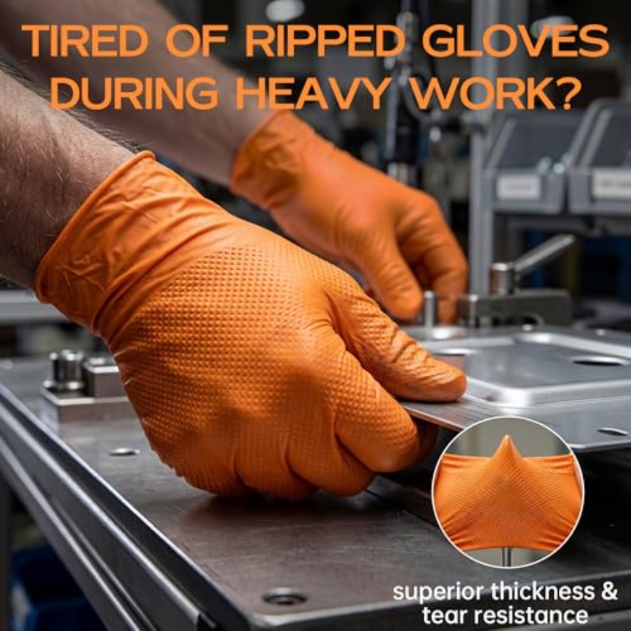 HEAVY DUTY 8 Mil oranje nitril - Nitrile Mechanic Glove recensie en prijs