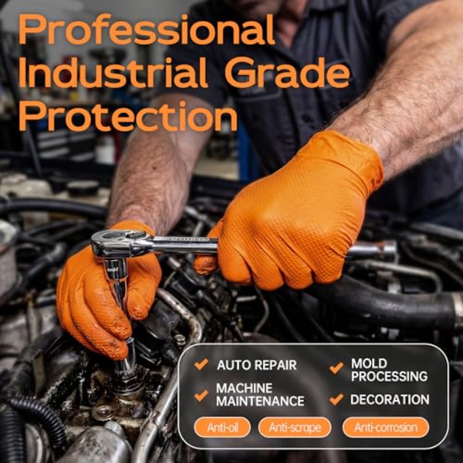 HEAVY DUTY 8 Mil oranje nitril - Nitrile Mechanic Glove recensie en prijs