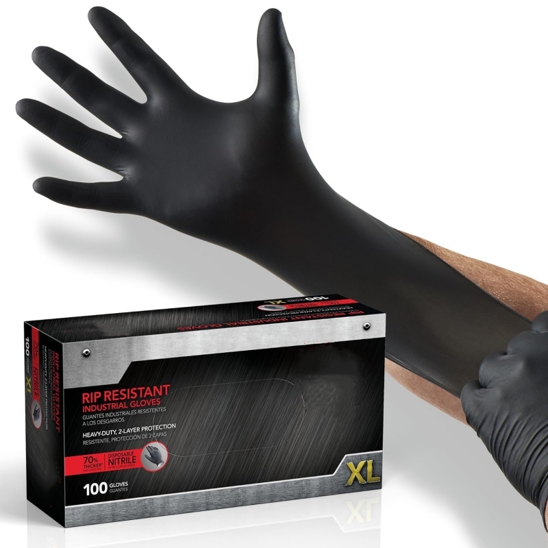 100 STKS Zwarte Nitril Handsch - Nitrile Mechanic Glove recensie en prijs